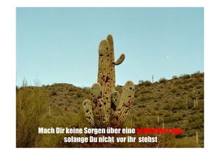 Mach Dir keine Sorgen über eine schlechte Lage,
solange Du nicht vor ihr stehst

 