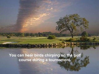 You can hear birds chirping on the golf course during a tournament. 