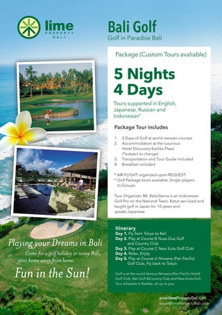 Bali golf tour package 5 nights  