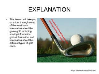 Tutorial Golf Sample Golf web based tutorials | PPT