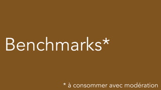 Benchmarks*
* à consommer avec modération
 