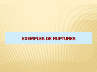 EXEMPLES DE RUPTURES
 