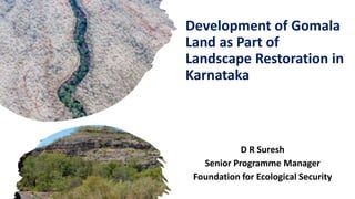 Development of Gomala
Land as Part of
Landscape Restoration in
Karnataka
D R Suresh
Senior Programme Manager
Foundation for Ecological Security
 