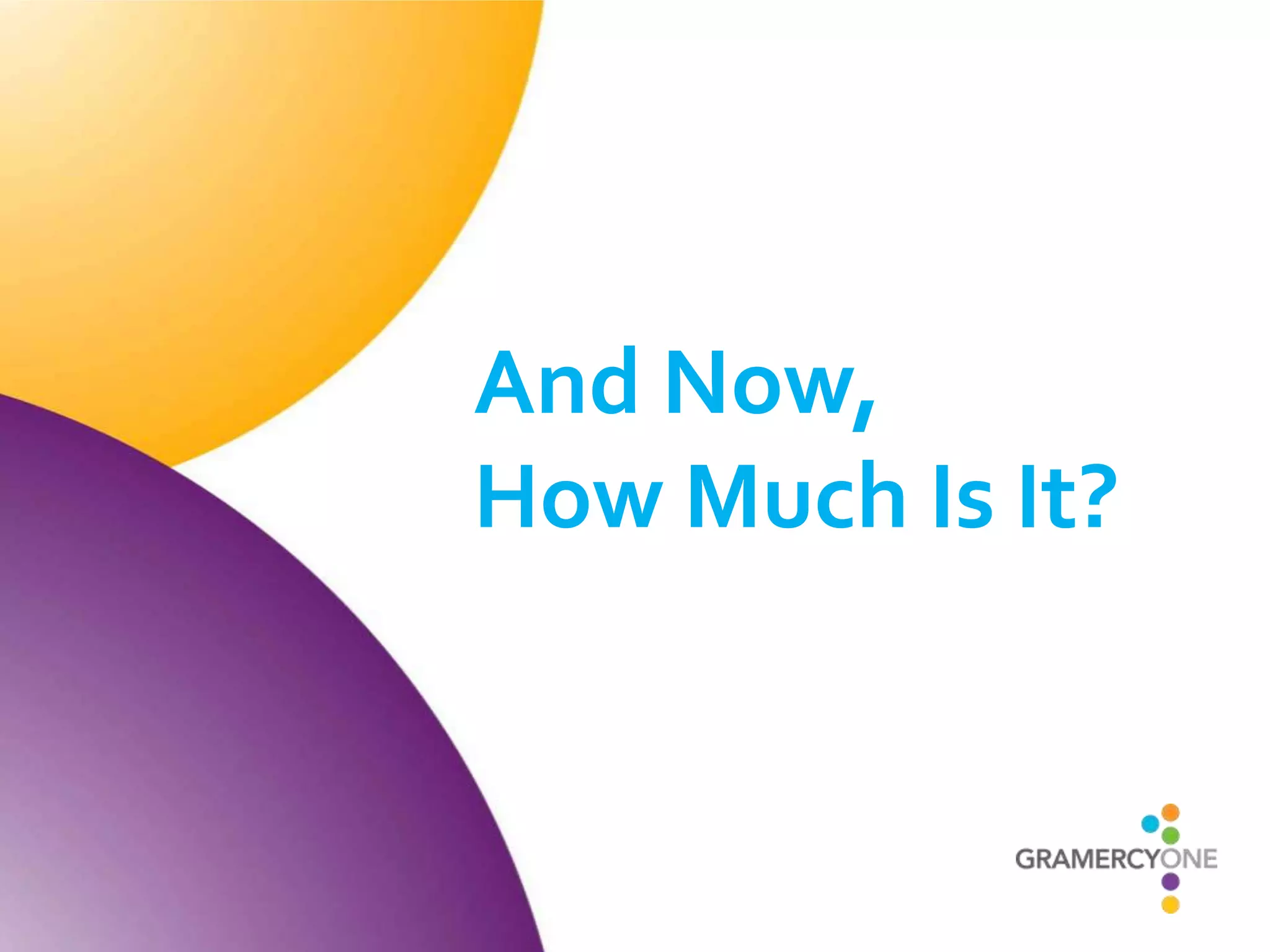 And Now,
How Much Is It?
 