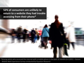 52% of consumers are unlikely to return to a website they had trouble accessing from their phone*<br />*Among adults who a...