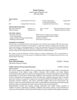 Goncer taner resume | PDF