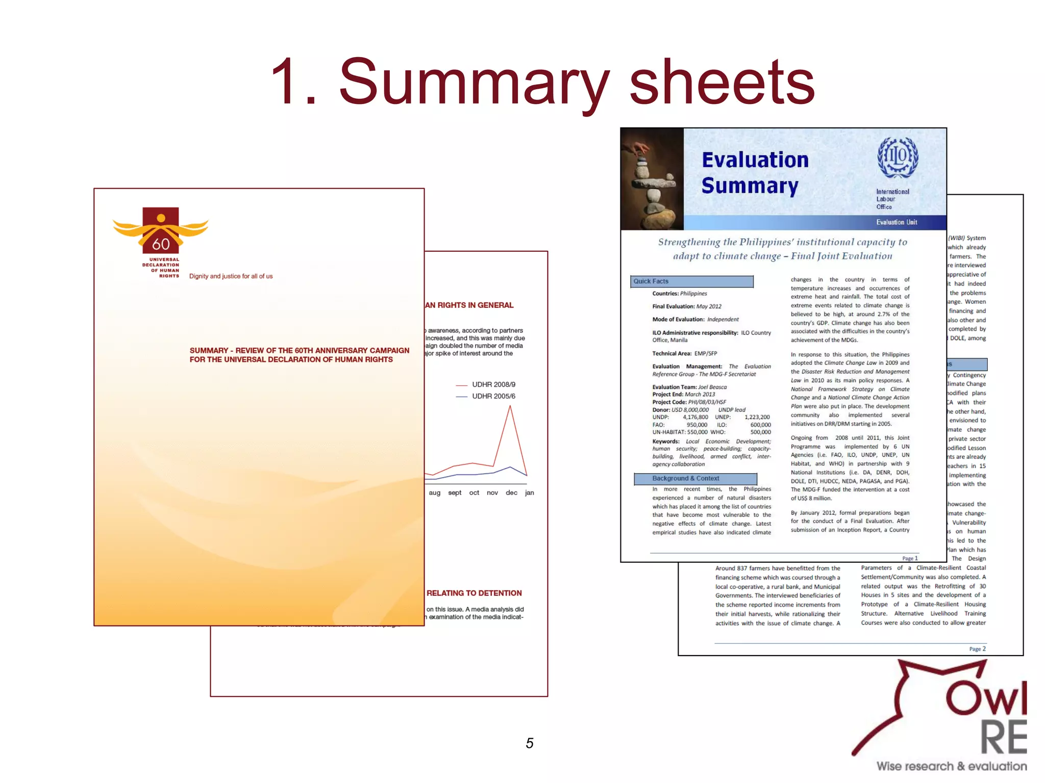 1. Summary sheets




       5
 