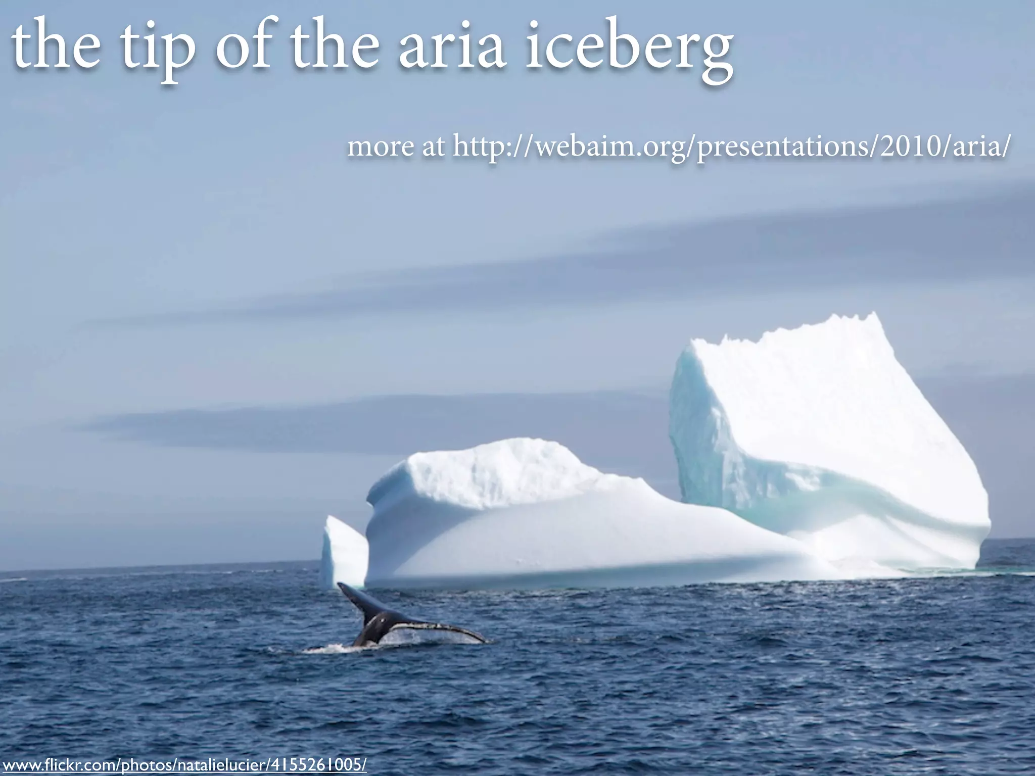 the tip of the aria iceberg
                                           more at http://webaim.org/presentations/2010/aria/




www.ﬂickr.com/photos/natalielucier/4155261005/
 