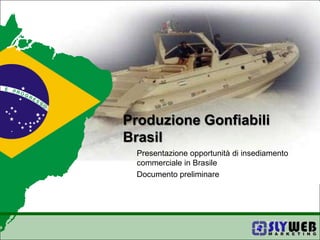 Produzione Gonfiabili Brasil Presentazione opportunità di insediamento commerciale in Brasile Documento preliminare 