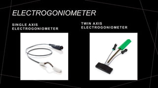 ELECTROGONIOMETER
SIN GLE A XIS
ELEC TR OGON IOMETER
TW IN A XIS
ELEC TR OGON IOMETER
 