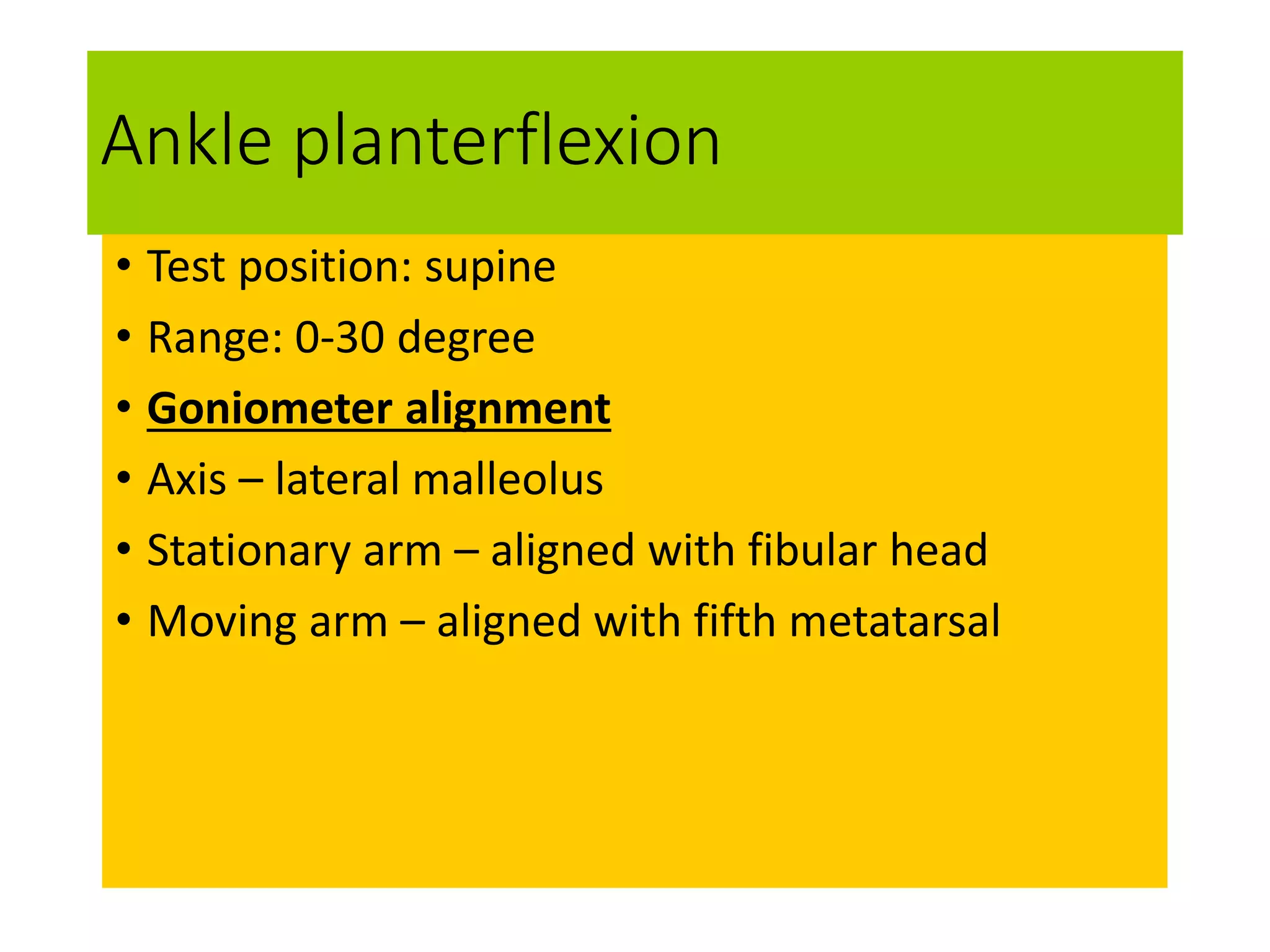 Goniometry of lower limb joints/ROM of lower limb joints | PPTX