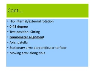 Goniometry of lower limb joints/ROM of lower limb joints | PPTX