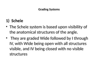 Scheie Classification System Comprehensive Guide to Gonioscopy: Techniques, Anatomy, and Clinical ...