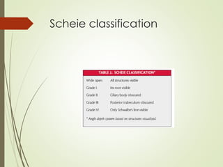 Scheie Classification System Comprehensive Guide to Gonioscopy: Techniques, Interpretation, and ...