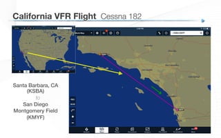 Santa Barbara, CA
(KSBA)!
to
San Diego!
Montgomery Field!
(KMYF)
California VFR Flight
 Cessna 182
 