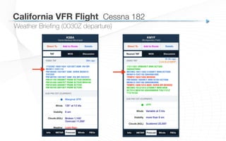 California VFR Flight
 Cessna 182
Weather Brieﬁng (0030Z departure)
 