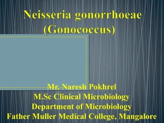 Mr. Naresh Pokhrel
M.Sc Clinical Microbiology
Department of Microbiology
Father Muller Medical College, Mangalore
 