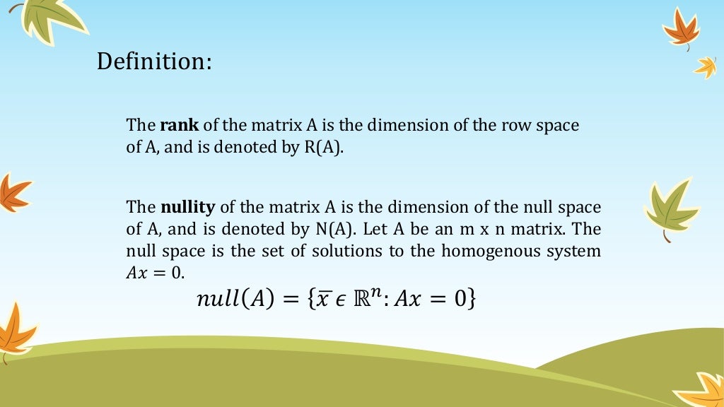 Rank nullity theorem