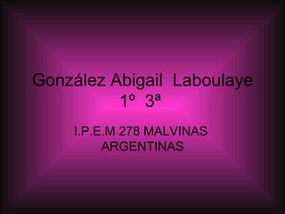 González Abigail  Laboulaye  1º  3ª  I.P.E.M 278 MALVINAS  ARGENTINAS 
