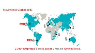 2.300+ Empresas B en 55 países y más de 130 industrias.
2012
Movimiento Global 2017
2007
 