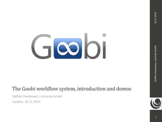 Steﬀen	
  Hankiewicz,	
  intranda	
  GmbH
The	
  Goobi	
  workflow	
  system,	
  introduction	
  and	
  demos	
  
Steﬀen	
  Hankiewicz,	
  intranda	
  GmbH	
  
London,	
  10.11.2014
1
10.11.2014
 