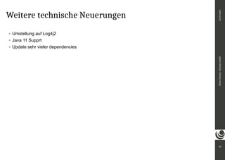 Weitere technische Neuerungen
Umstellung auf Log4j2
Java 11 Supprt
Update sehr vieler dependencies
18
Oliver
Paetzel,
intranda
GmbH
22.09.2020
 