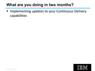 UrbanCode Inc. ©2013
What are you doing in two months?
 Implementing updates to your Continuous Delivery
capabilities
 