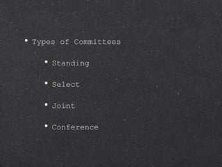Types of Committees Standing Select Joint Conference 