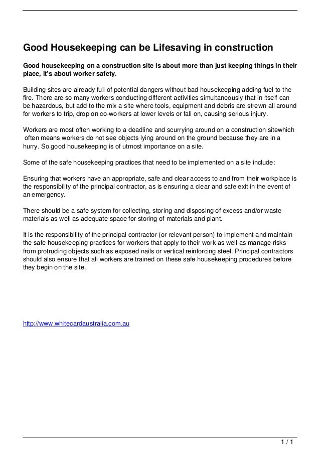 Good Housekeeping Can Be Lifesaving In Construction - 