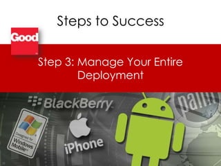 GOOD Enterprise Mobility SuiteHelps You Capitalize on These Shifts13ConsumerizationMobile Computing+ Enterprise Apps+ Enterprise Mobility+ We enable IT to embrace consumerizationwithout sacrificing compliance or policiesWe enable consistentsecurity, management, and controlacross the most hotly demanded mobile platformsWe support the messaging and Intranet access that users immediately requireWe are extending the Good solution to enable full enterprise collaboration and mobility