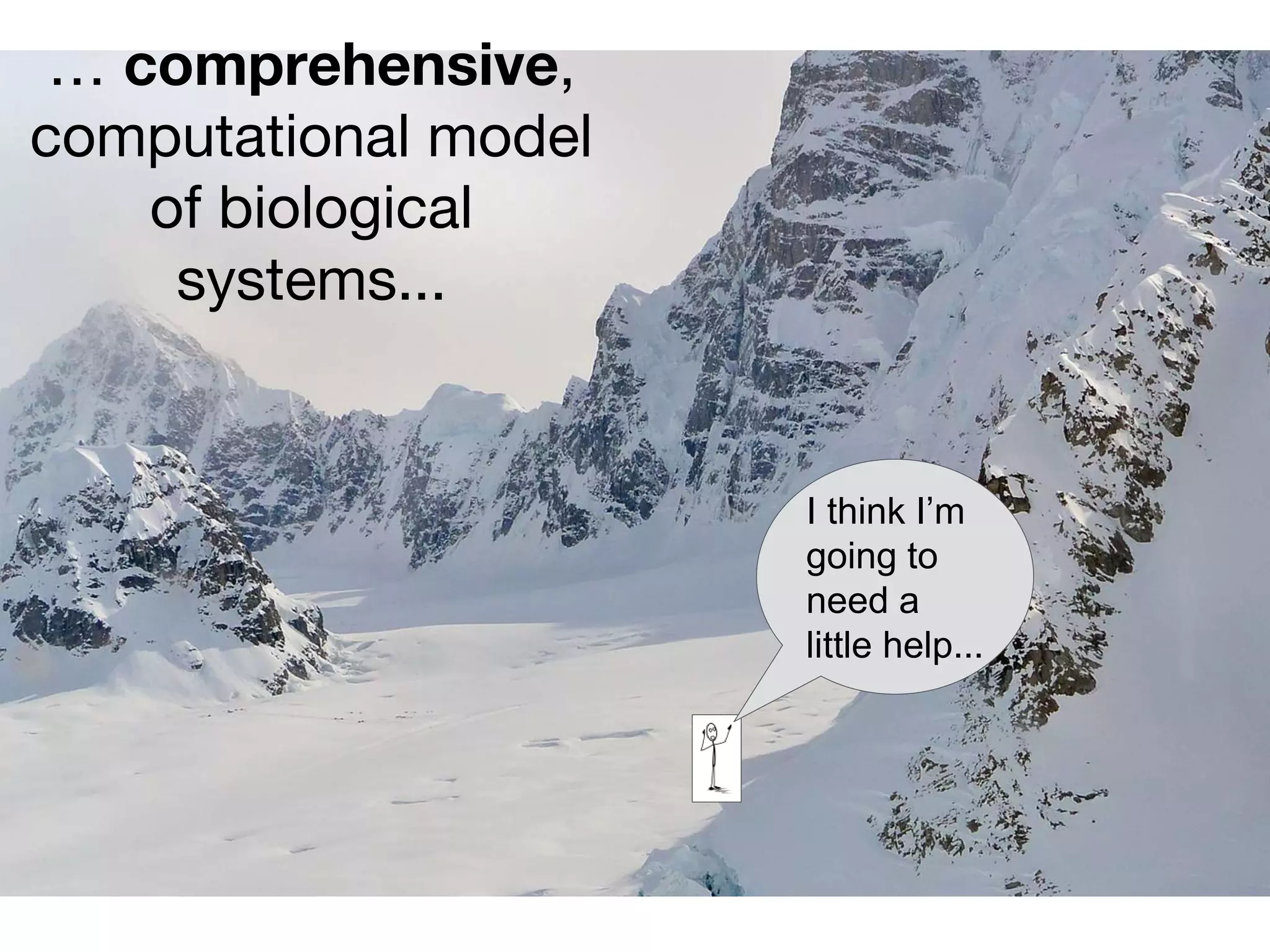… comprehensive,
computational model
of biological
systems...
I think I’m
going to
need a
little help...
 
