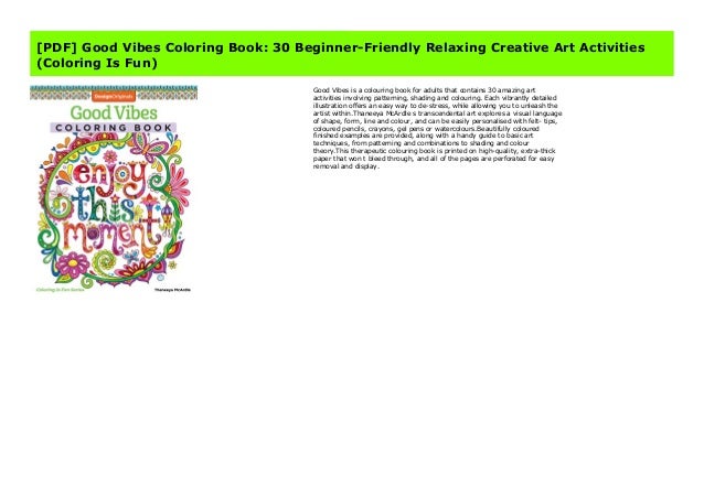 Download Pdf Good Vibes Coloring Book 30 Beginner Friendly Relaxing Creat