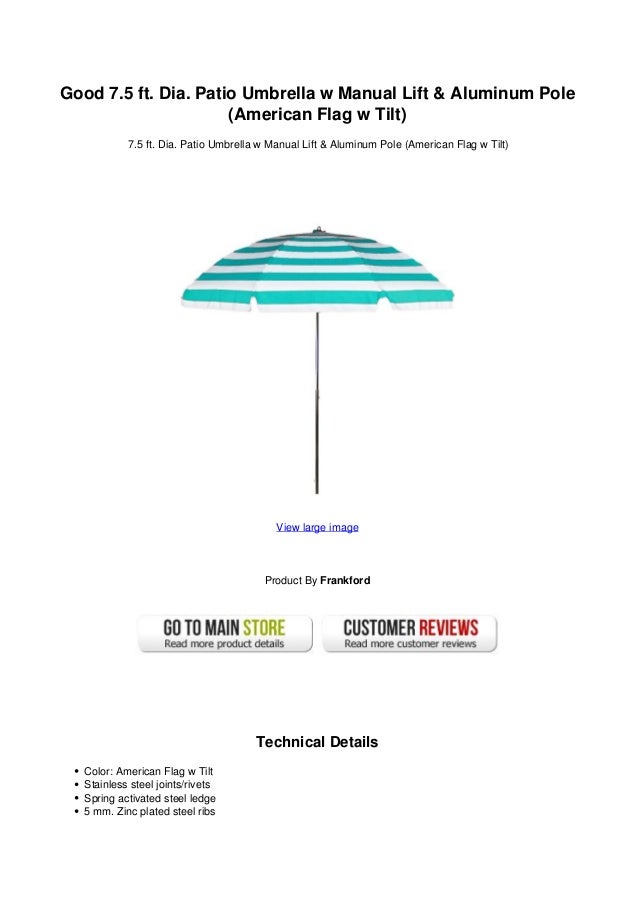 Good 7.5 ft. dia. patio umbrella w manual lift aluminum pole american flag w tilt