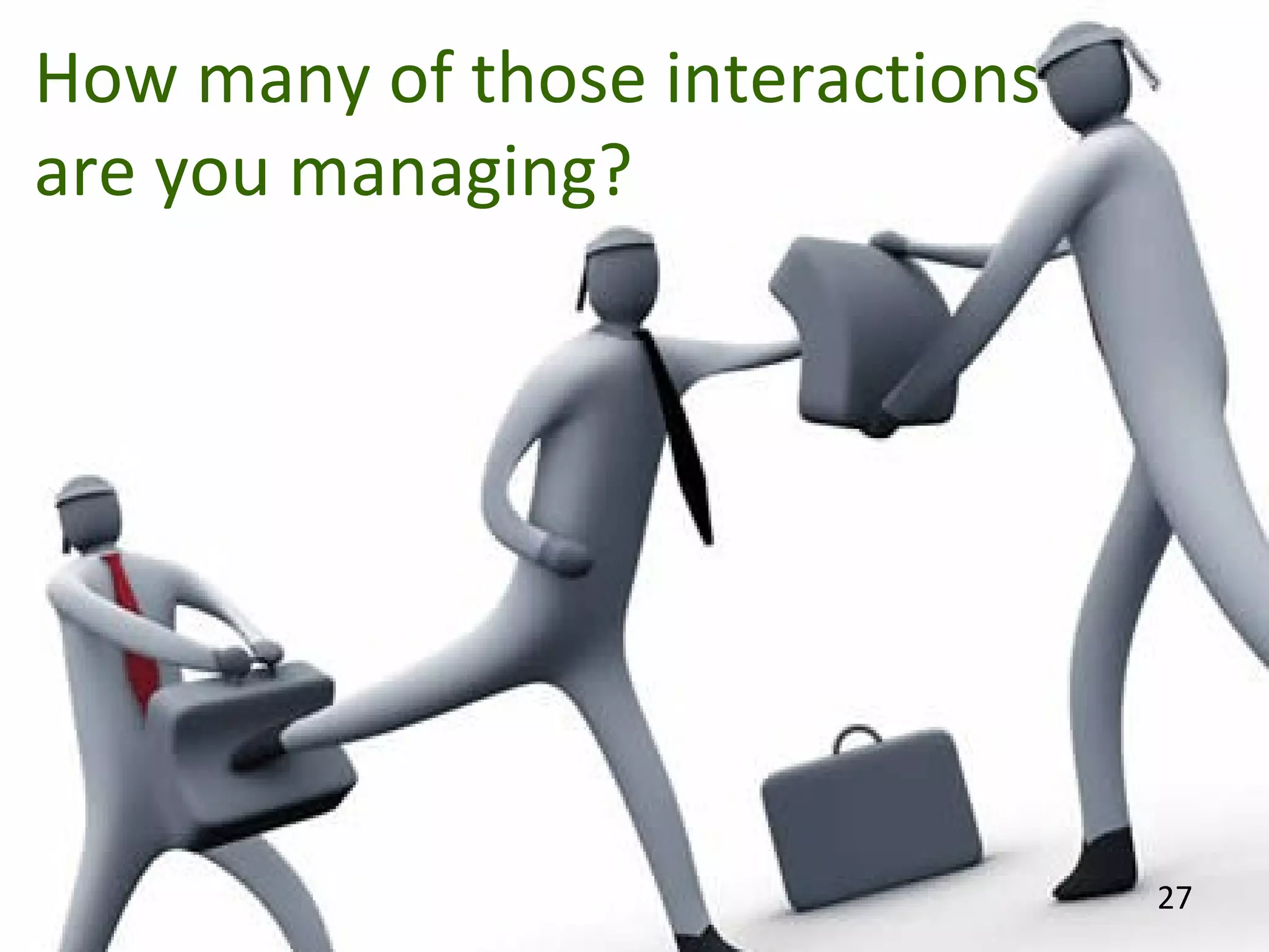 27
How many of those interactions
are you managing?
 