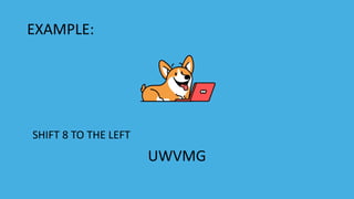EXAMPLE:
SHIFT 8 TO THE LEFT
UWVMG
 