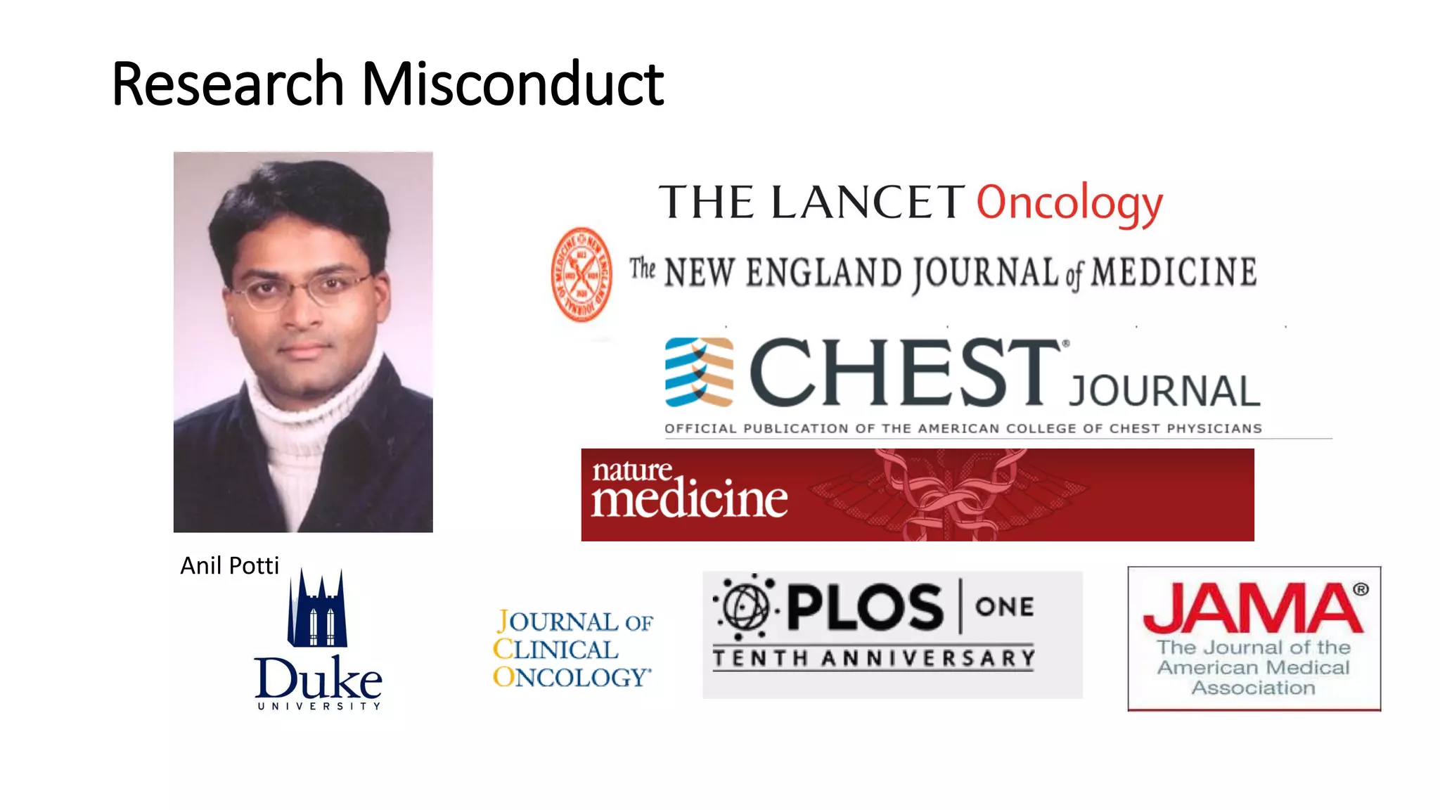 Research Misconduct
Anil Potti
 