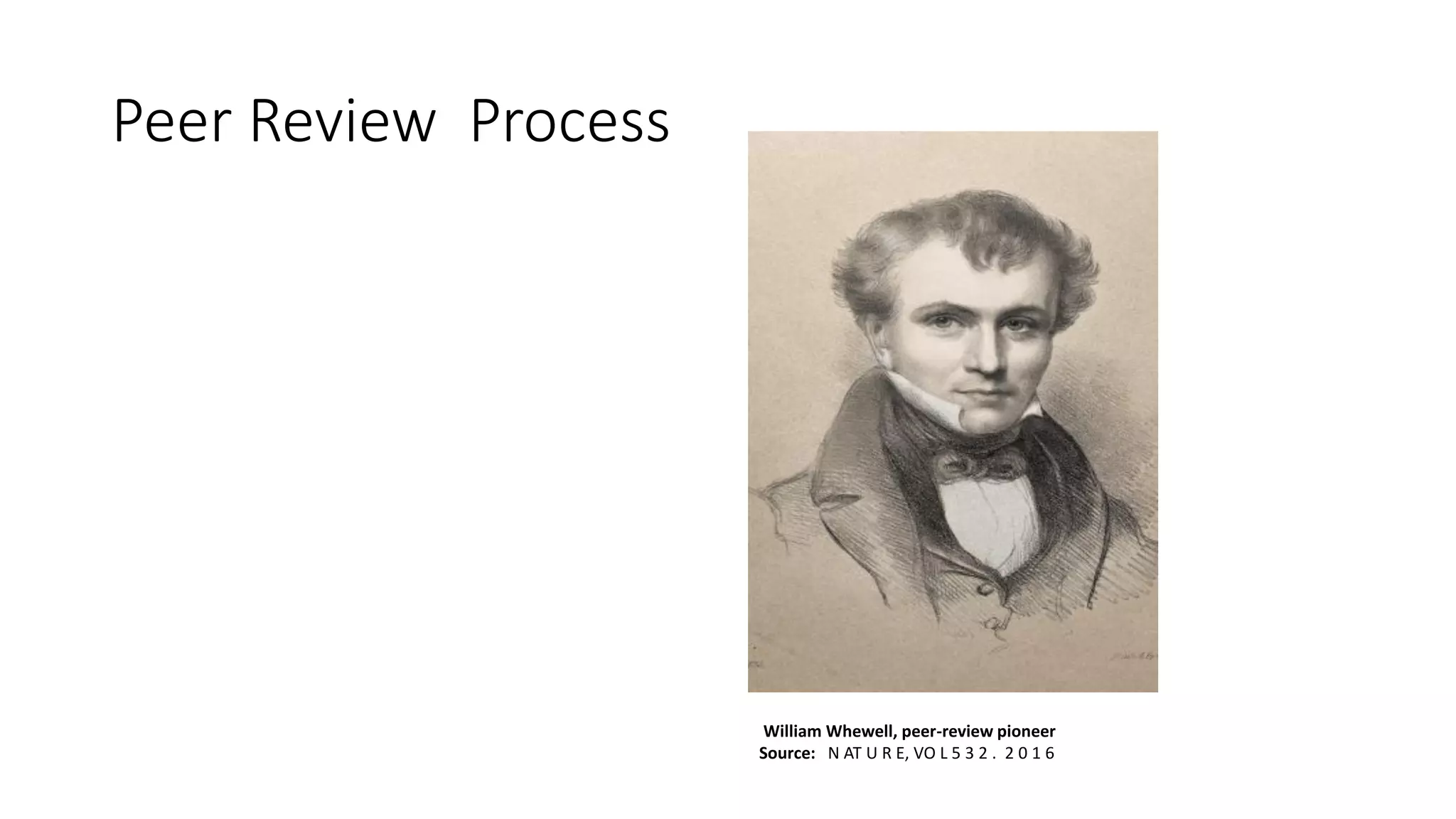Peer Review Process
William Whewell, peer-review pioneer
Source: N AT U R E, VO L 5 3 2 . 2 0 1 6
 