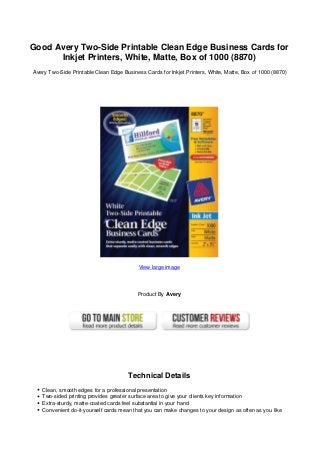 Good avery two side printable clean edge business cards for inkjet ...