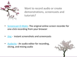 Want to record audio or create demonstrations, screencasts and tutorials?<br />Screencast-O-Matic- The original online scr...