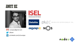 About me
nunopazz@gmail.com
@npaz
pt.linkedin.com/in/nunopaz
 