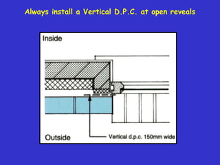 Always install a Vertical D.P.C. at open reveals