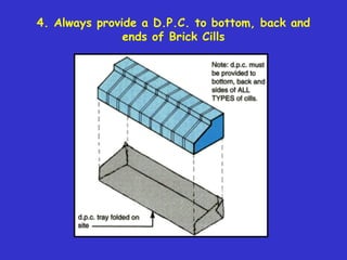 4. Always provide a D.P.C. to bottom, back and
ends of Brick Cills