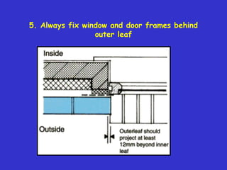 5. Always fix window and door frames behind
outer leaf