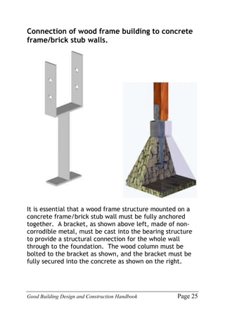 Good Building Design and Construction Handbook Page 25
Connection of wood frame building to concrete
frame/brick stub wall...