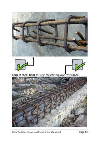 Good Building Design and Construction Handbook Page 65
Ends of steel bent at 135º for earthquake resistance.
 