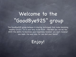 CAUTION: 80% Success
         Rate...
                           PAY CLOSE ATTENTION.
You will learn how to take one concept that is designed to help you CREATE
 an income to support your idealistic lifestyle; showing you how to attract
     fast, legit money using the same techniques of proven millionaires.
                 At the end of the video you will learn how to:




             Make over $15k a month

                       “Pssssst”, PAY ATTENTION...
 