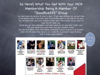 MCA MONEY
        BREAKDOWN
In this company, for     It is $40 to start. You
every $40 transaction    have no payments for
that's made, $80 comes   two months after you
to you via check. You    enroll. Then it is only
can earn a check every   $20 a month to remain
Friday. To avoid delay   a member. You can
you can set up your      cancel anytime and
direct deposit.          benefits start from day
                         1.
 