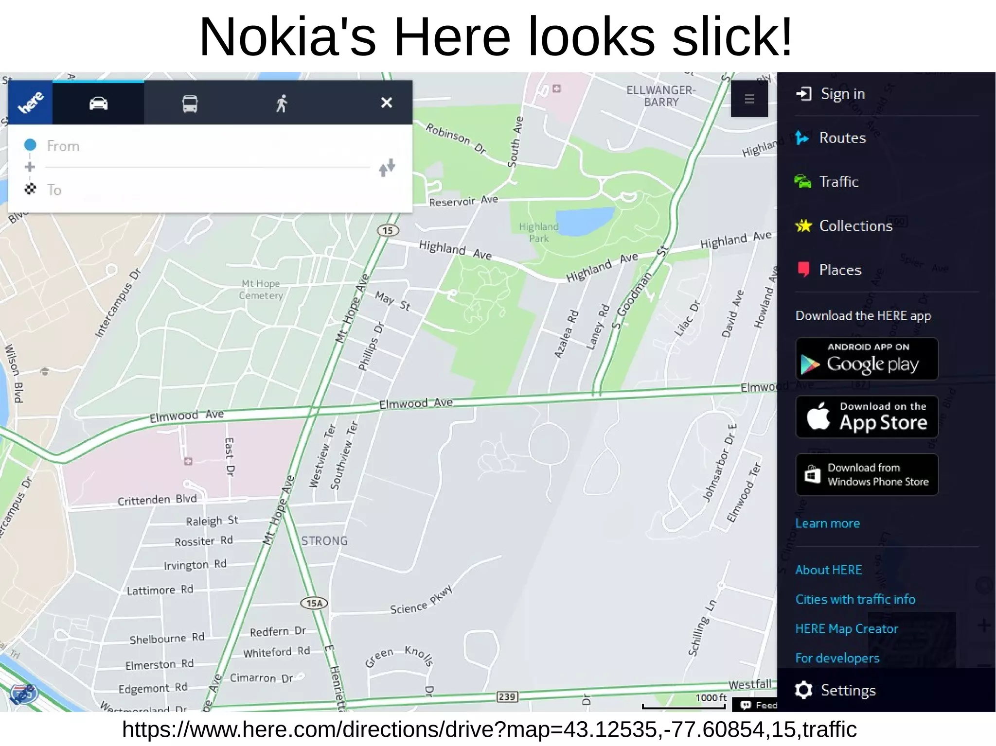 Nokia's Here looks slick!
https://www.here.com/directions/drive?map=43.12535,-77.60854,15,traffic
 