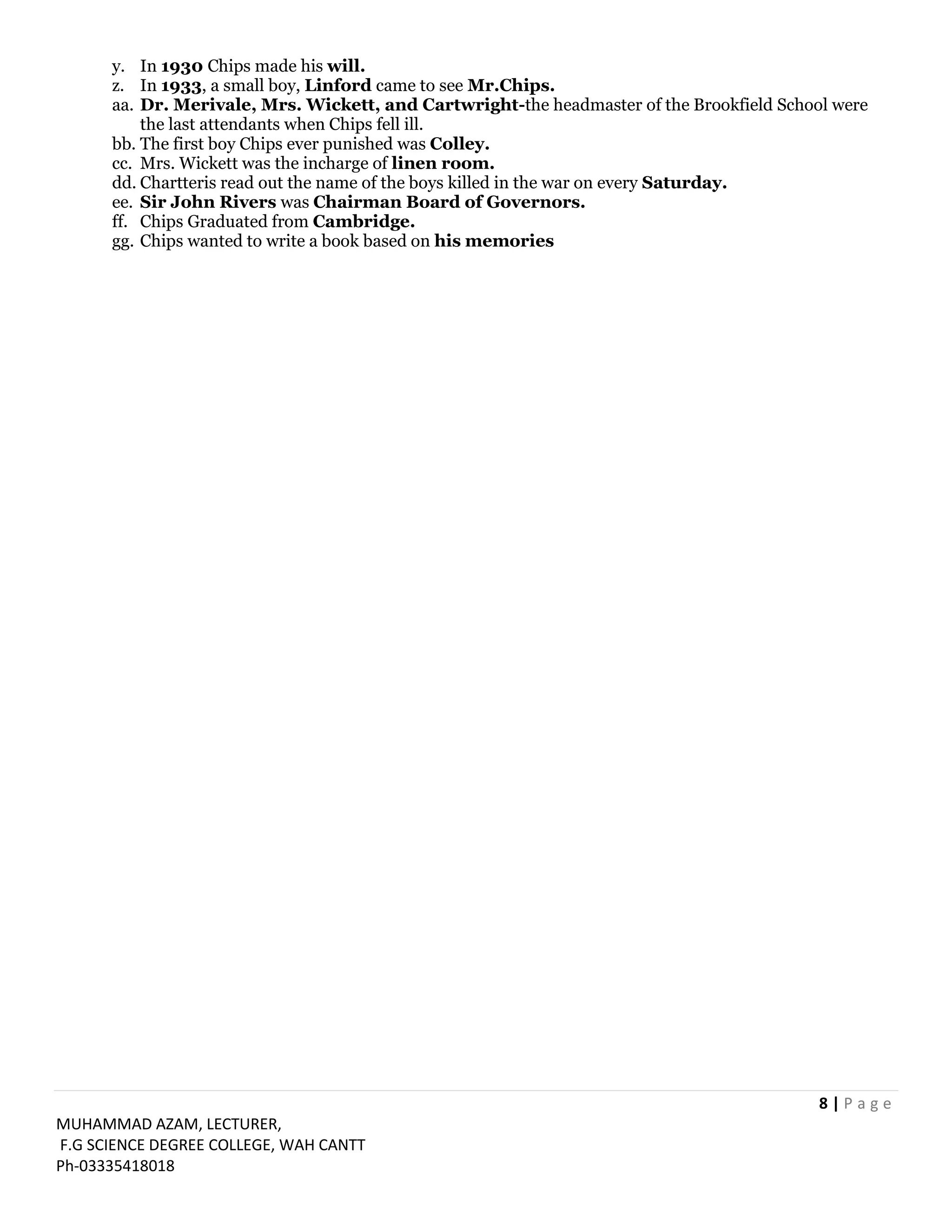 Good-bye Mr.Chips by Muhammad Azam | PDF