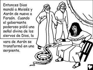 Entonces Dios
mandó a Moisés y
Aarón de nuevo a
Faraón. Cuando
el gobernante
poderoso pidió una
señal divina de los
siervos de Dios, la
vara de Aarón se
transformó en una
serpiente.
 